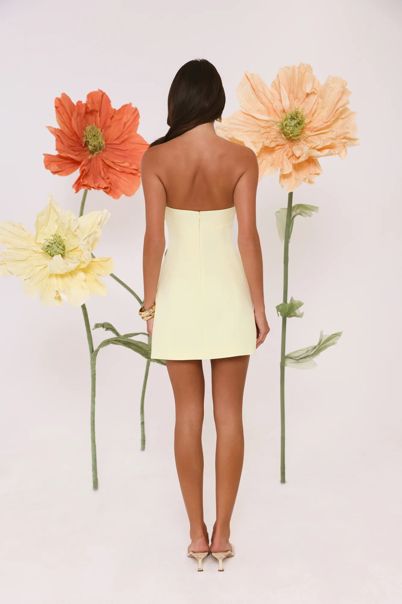Refined Glow Strapless Mini Dress Yellow