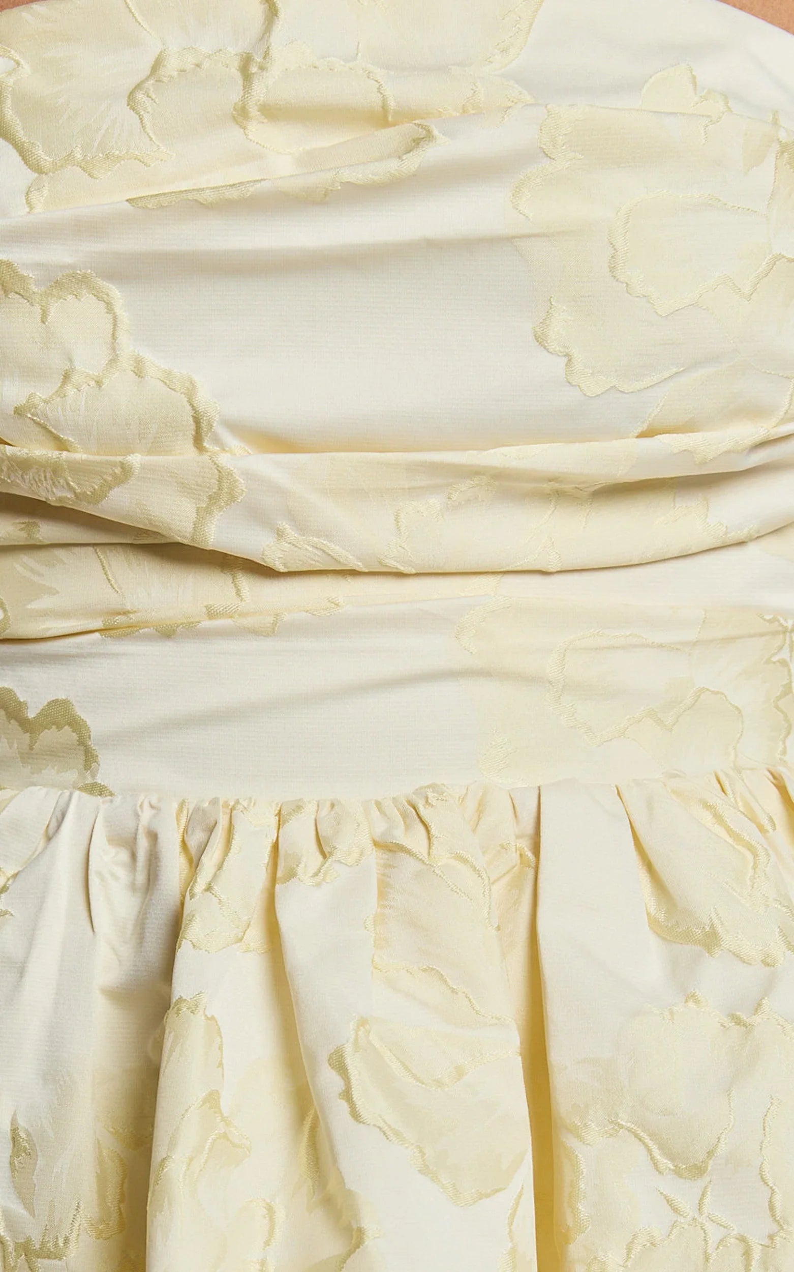 Laure Mini Dress - Strapless Jacquard Dress in Lemon