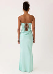 Adara Corset Maxi Dress - Aqua