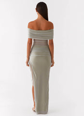 Nelly Off Shoulder Maxi Dress - Pistachio