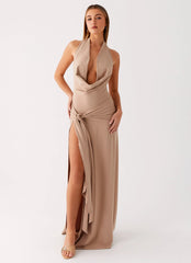 Rowan Ray Cowl Maxi Dress - Light Taupe