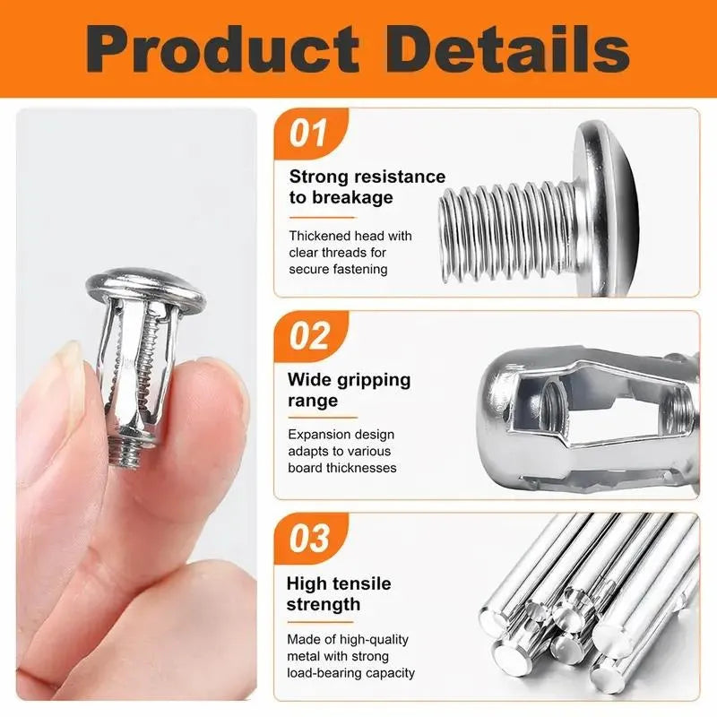 🌹🔩 30PCS/90PCS Button Rivet Locking Nuts Set