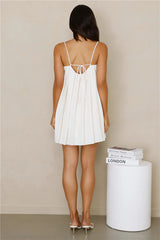 Spill The Bubbly Pleated Mini Dress Cream