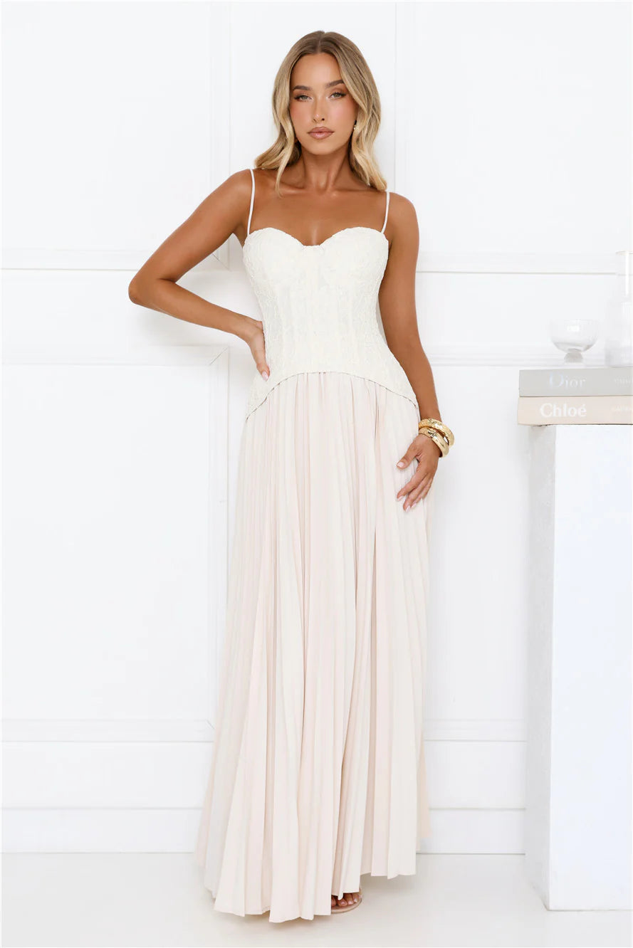 Antique Roses Lace Maxi Dress Cream