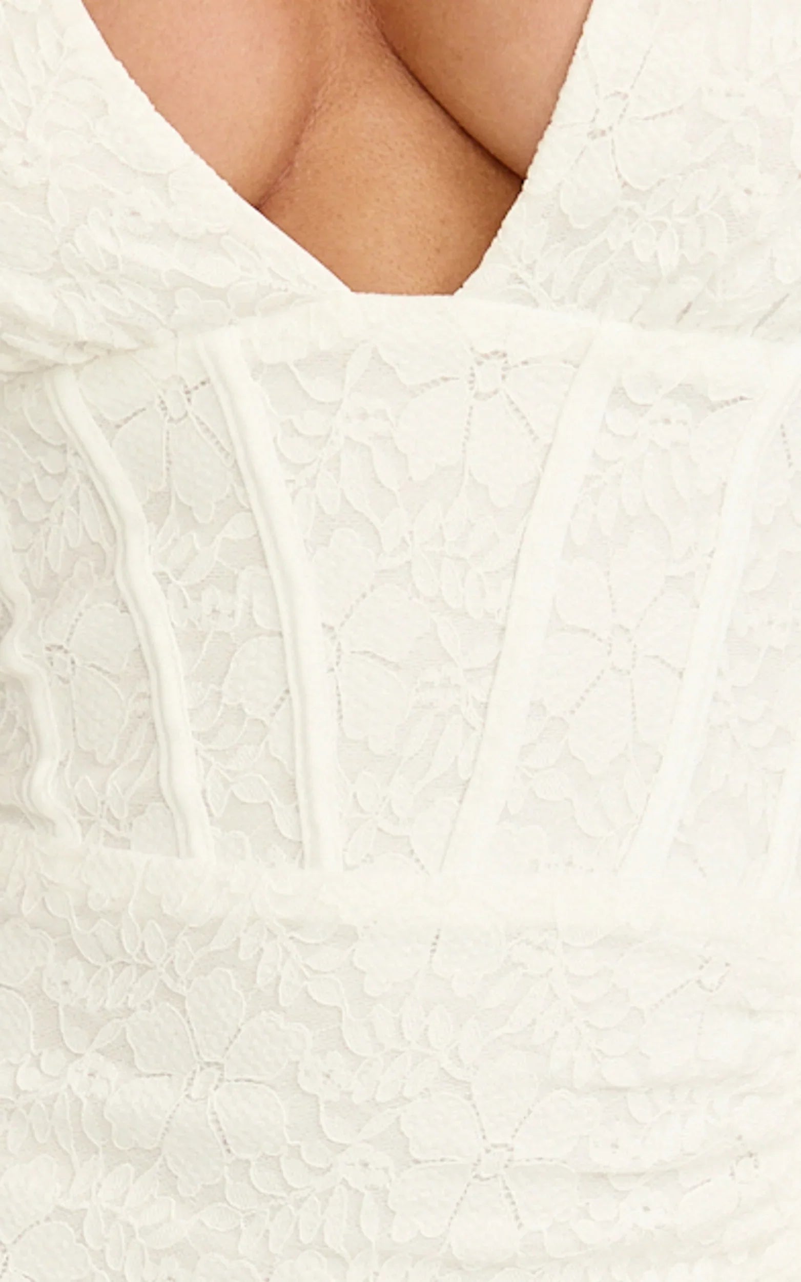 Lacey Maxi Dress - Lace Corset Style Bodice Halter Dress in White