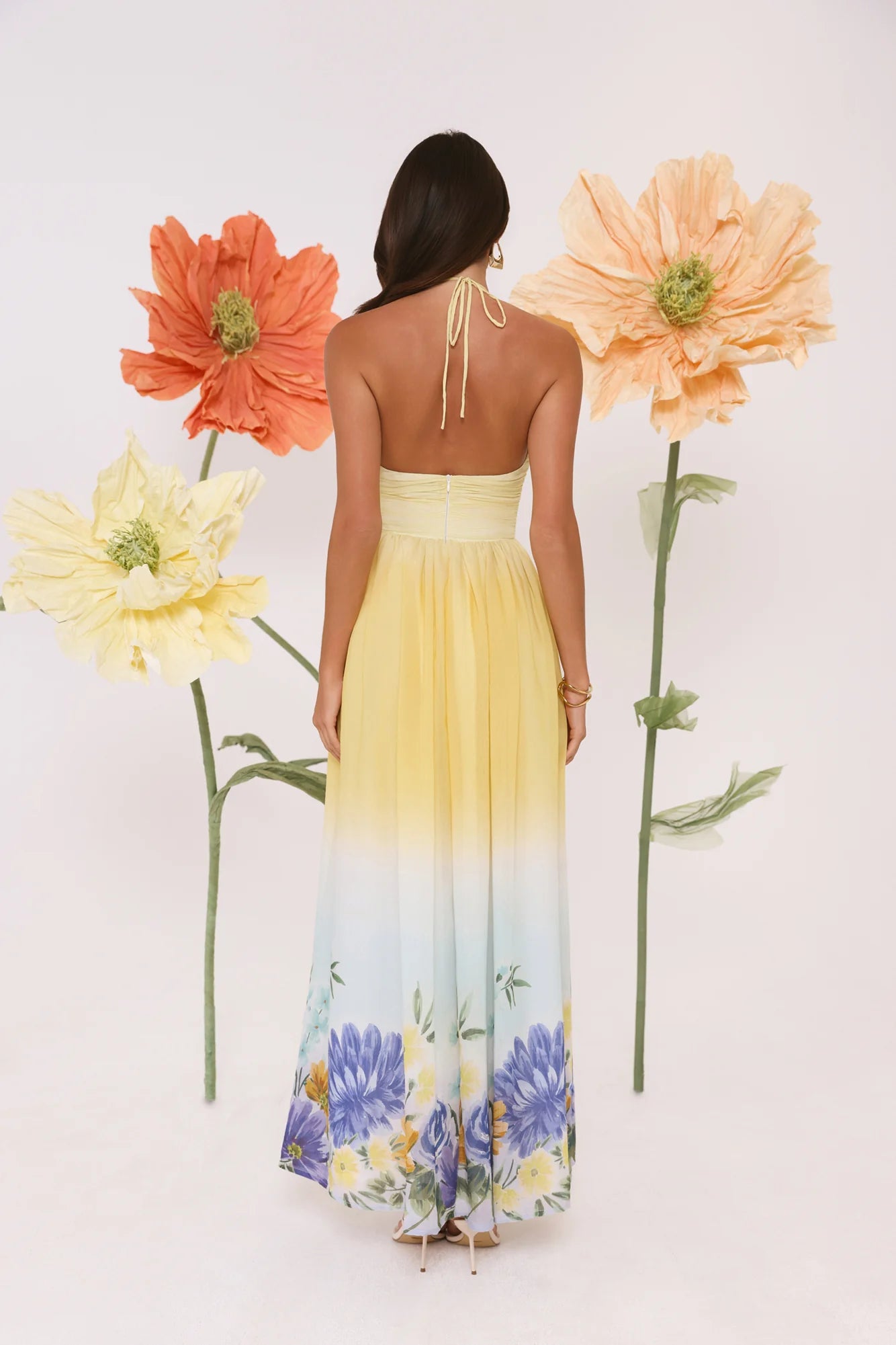 Sunny Blooms Halter Maxi Dress Ombre