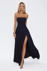 Sophisticated Luxe Strapless Maxi Dress Navy