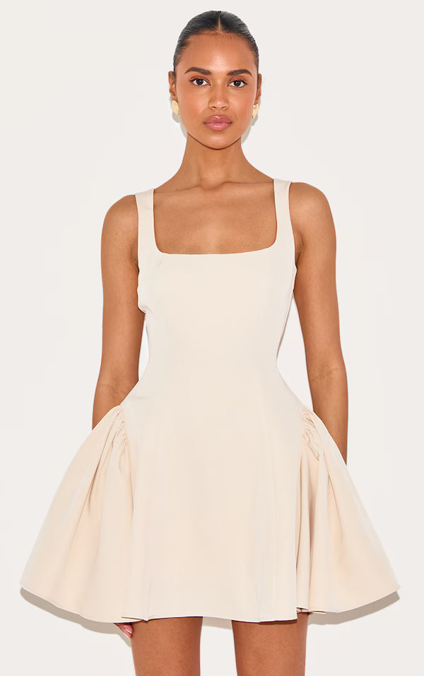 Lemon Woven Square Neck Shift Dress