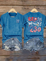 Women's  RED WHITE &250 Print T-Shirt