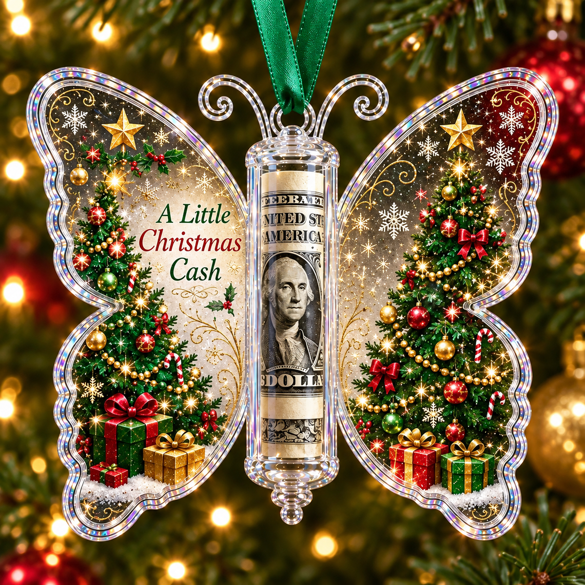 🦋💵 Christmas Cash Gift Butterfly Ornament🎄✨