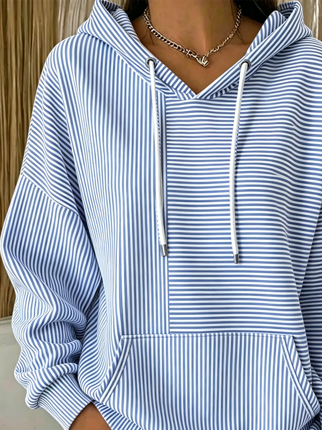 New Arrivals🔥Women Striped Long Sleeve Casual Daily Spring/Fall Hoodie