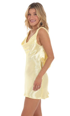 Satin Open Back Dress in Yellow