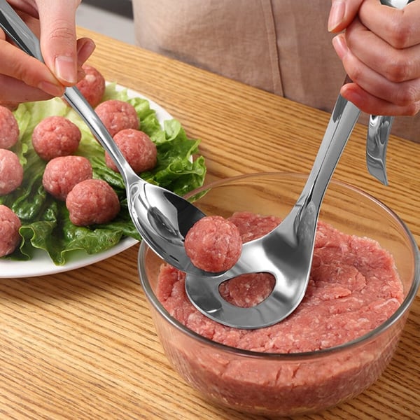 🎁 LIMITED-TIME 50% OFF  🍳 Stainless steel meatball spoon Forms uniform meatballs without getting your hands sticky.