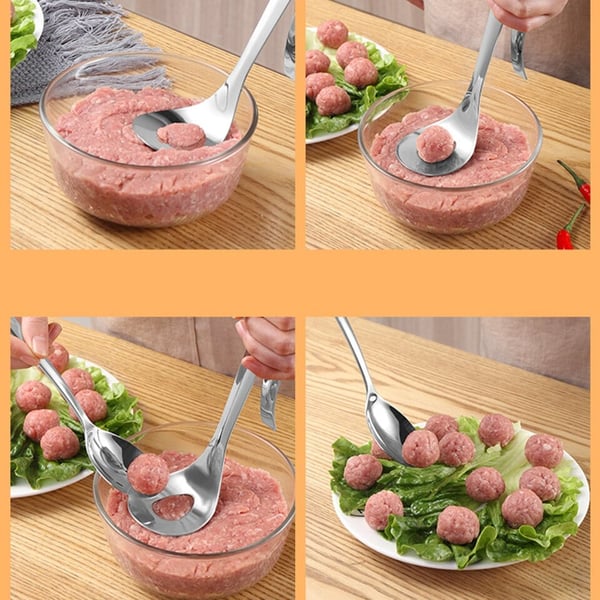 🎁 LIMITED-TIME 50% OFF  🍳 Stainless steel meatball spoon Forms uniform meatballs without getting your hands sticky.